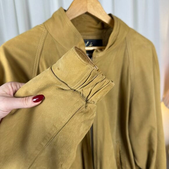 Vintage Leather Bomber Jacket Tan Men's Large - Picture 7 of 16